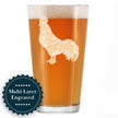 Rooster Engraved Pint Glass - Multi-Layer Engraving - 16 oz