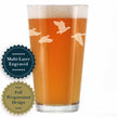 Flying Ducks Engraved Pint Glass - Full Wrap - Multi-Layer Engraving - 16 oz