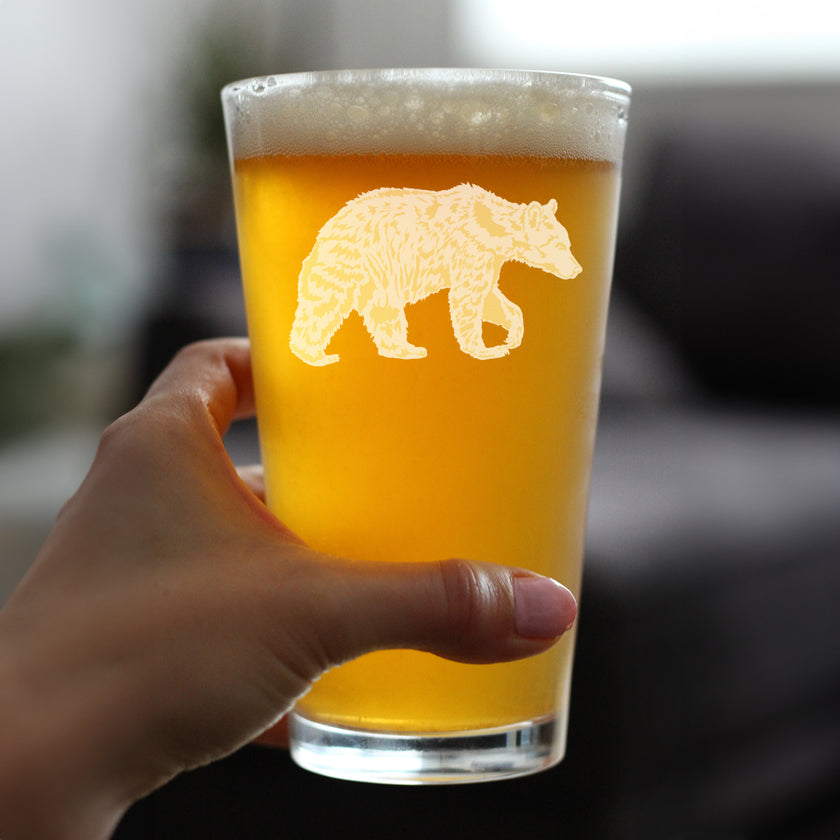 Bear Engraved Pint Glass - Multi-Layer Engraving - 16 oz