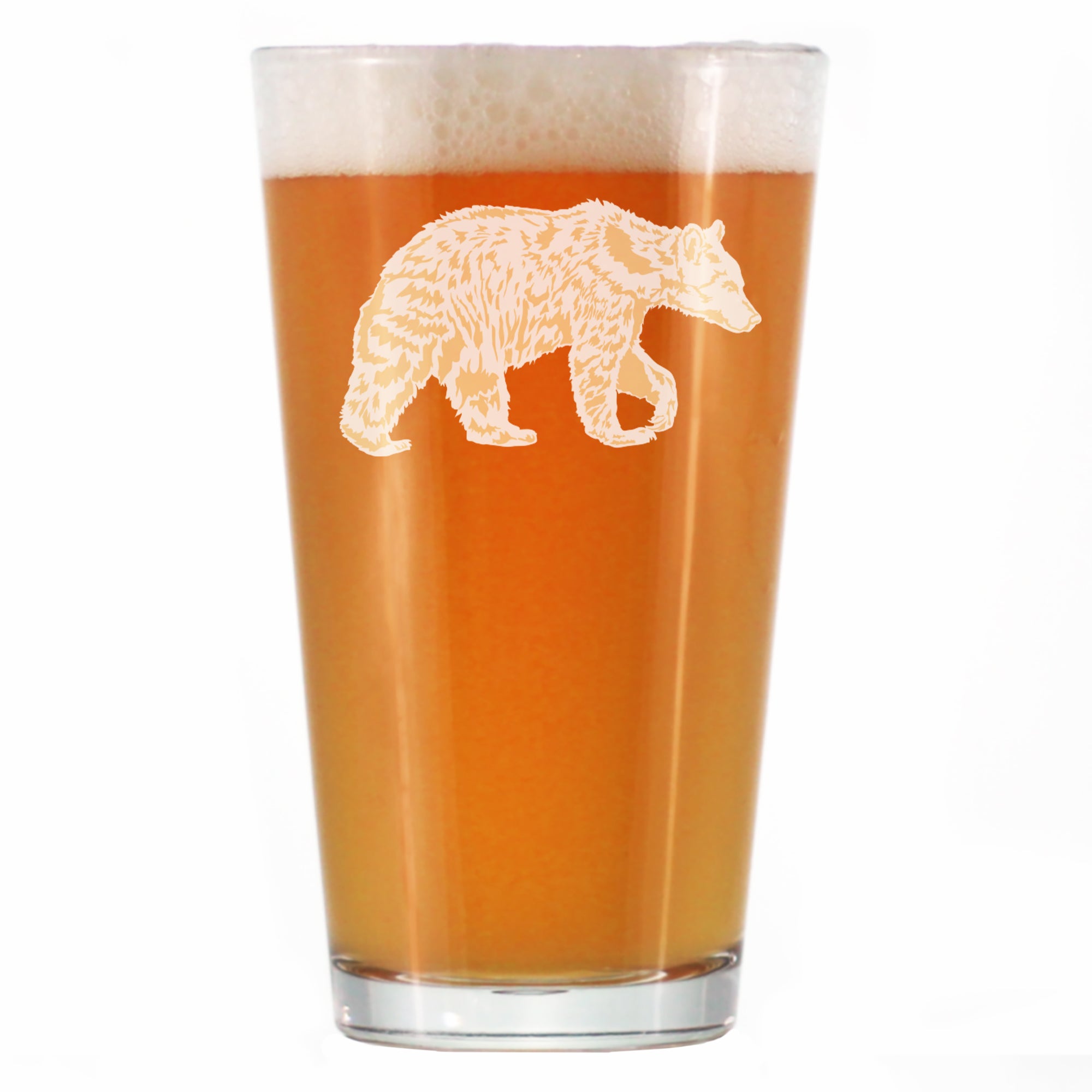 Bear Engraved Pint Glass - Multi-Layer Engraving - 16 oz