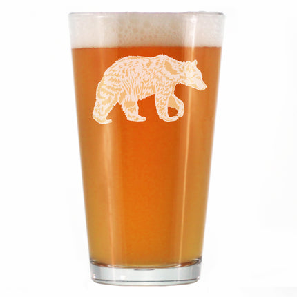 Bear Engraved Pint Glass - Multi-Layer Engraving - 16 oz