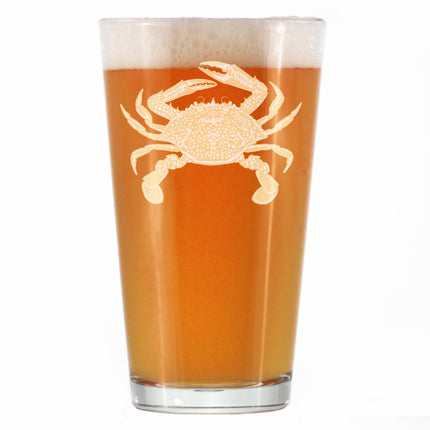 Crab Engraved Pint Glass - Multi-Layer Engraving - 16 oz