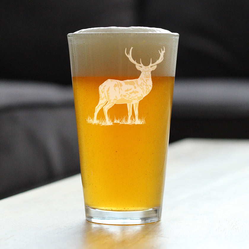 Deer Engraved Pint Glass - Multi-Layer Engraving - 16 oz