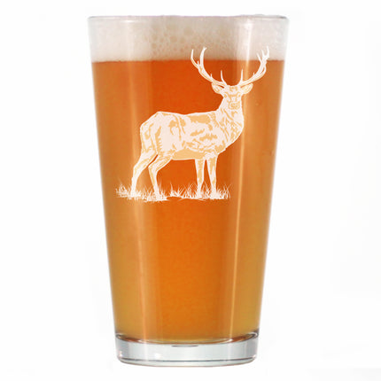 Deer Engraved Pint Glass - Multi-Layer Engraving - 16 oz