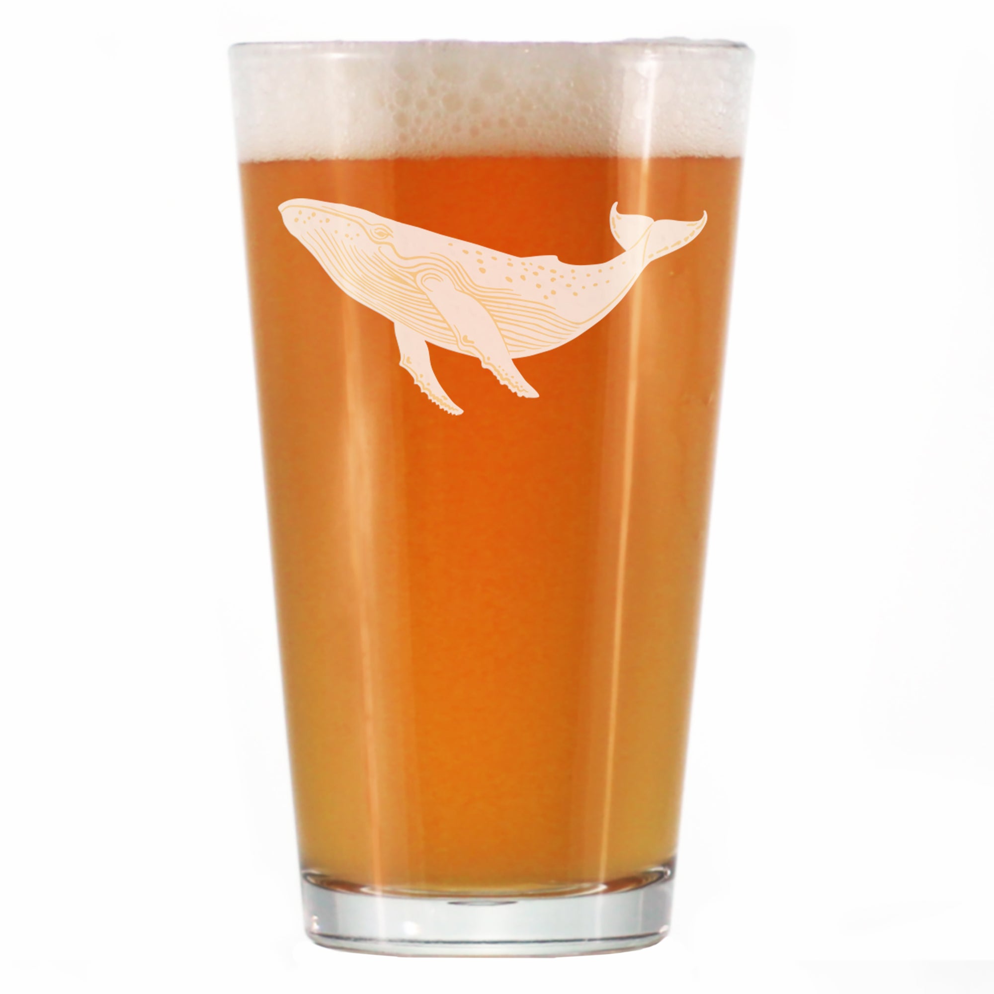 Whale Engraved Pint Glass - Multi-Layer Engraving - 16 oz