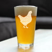 Hen Engraved Pint Glass - Multi-Layer Engraving - 16 oz