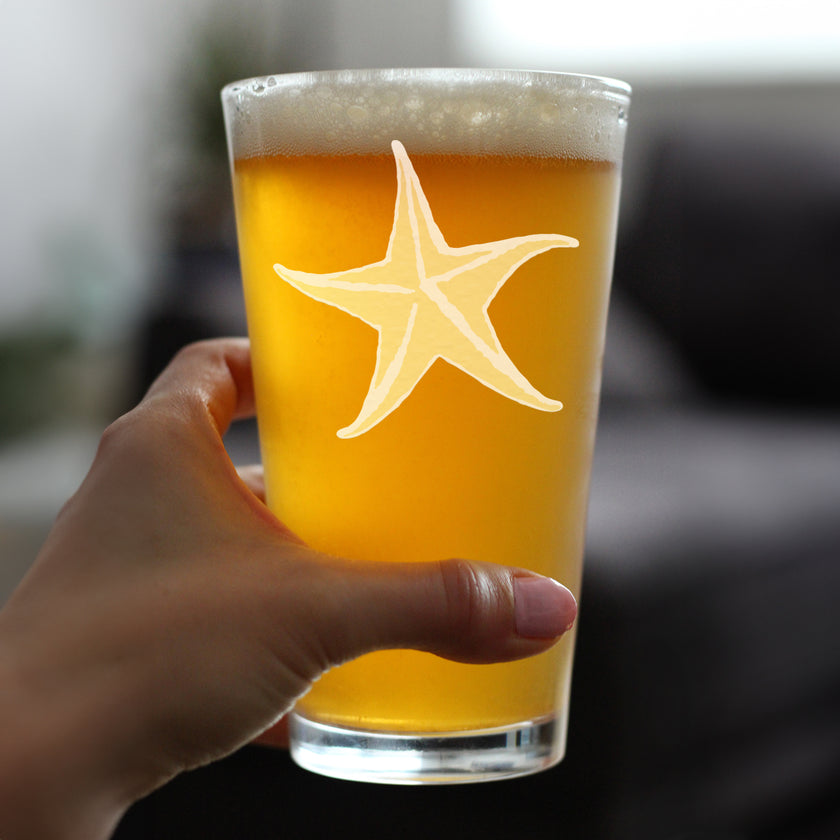 Starfish Engraved Pint Glass - Multi-Layer Engraving - 16 oz