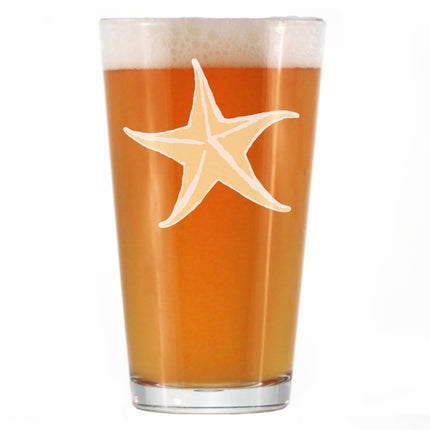 Starfish Engraved Pint Glass - Multi-Layer Engraving - 16 oz