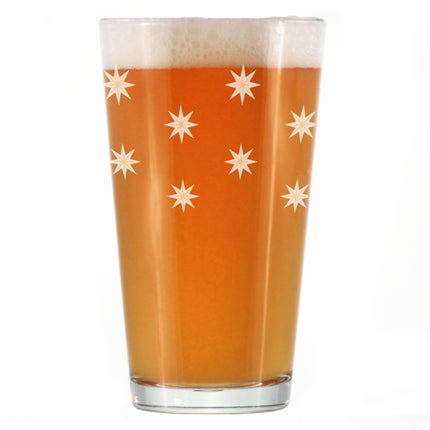 Star Pattern Engraved Pint Glass - Full Wrap - Multi-Layer Engraving - 16 oz