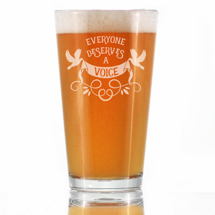 Everyone Deserves A Voice Engraved Pint Glass Cute Thank You Gifts for SLP High Quality Pint Glasses for Beer - 16oz