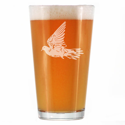 Dove - Engraved Pint Glass Birds Decor, Accessories and Bird Themed Gifts for Bird Lovers High Quality Pint Glasses for Beer - 16oz