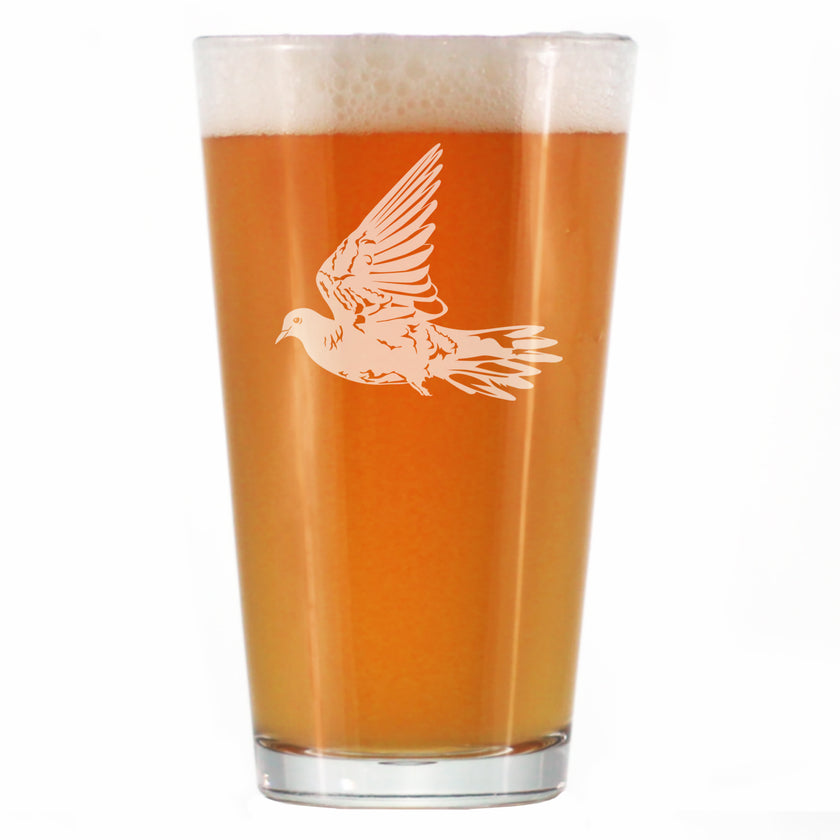 Dove - Engraved Pint Glass Birds Decor, Accessories and Bird Themed Gifts for Bird Lovers High Quality Pint Glasses for Beer - 16oz