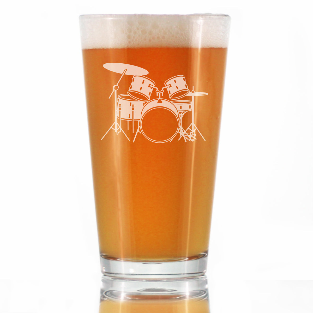 Drums - Pint Glass for Beer - Drumming Gifts for Drummers - 16 oz Glasses