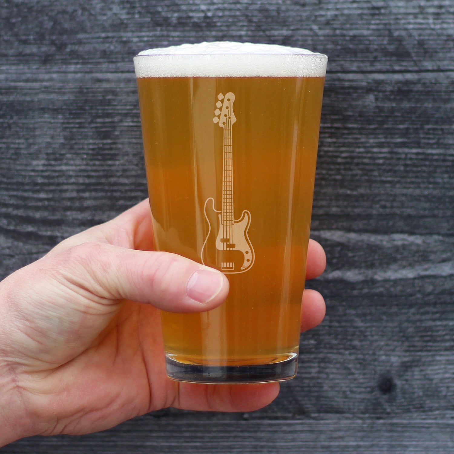 Electric Bass Pint Glass for Beer - Music Gifts for Bass Players, Teachers and Musical Accessories for Musicians that Play Bass Guitar - 16 Oz Glasses