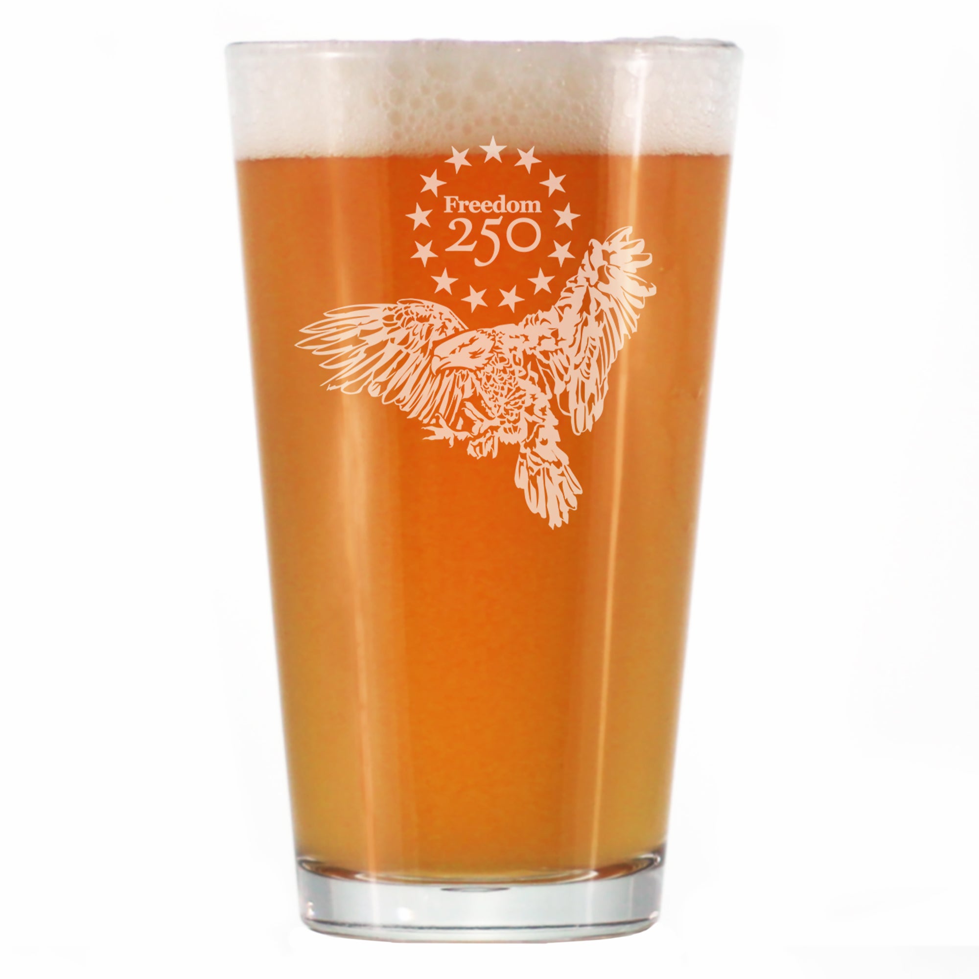Freedom 250 Bald Eagle Engraved Pint Glass - 16oz Official USA 250th Anniversary Merch