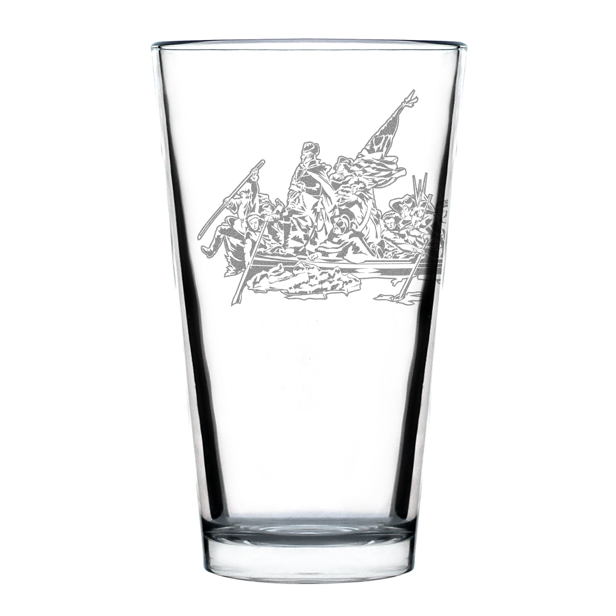Freedom 250 Washington Crossing the Delaware Engraved Pint Glass - 16oz Official USA 250th Anniversary Merch