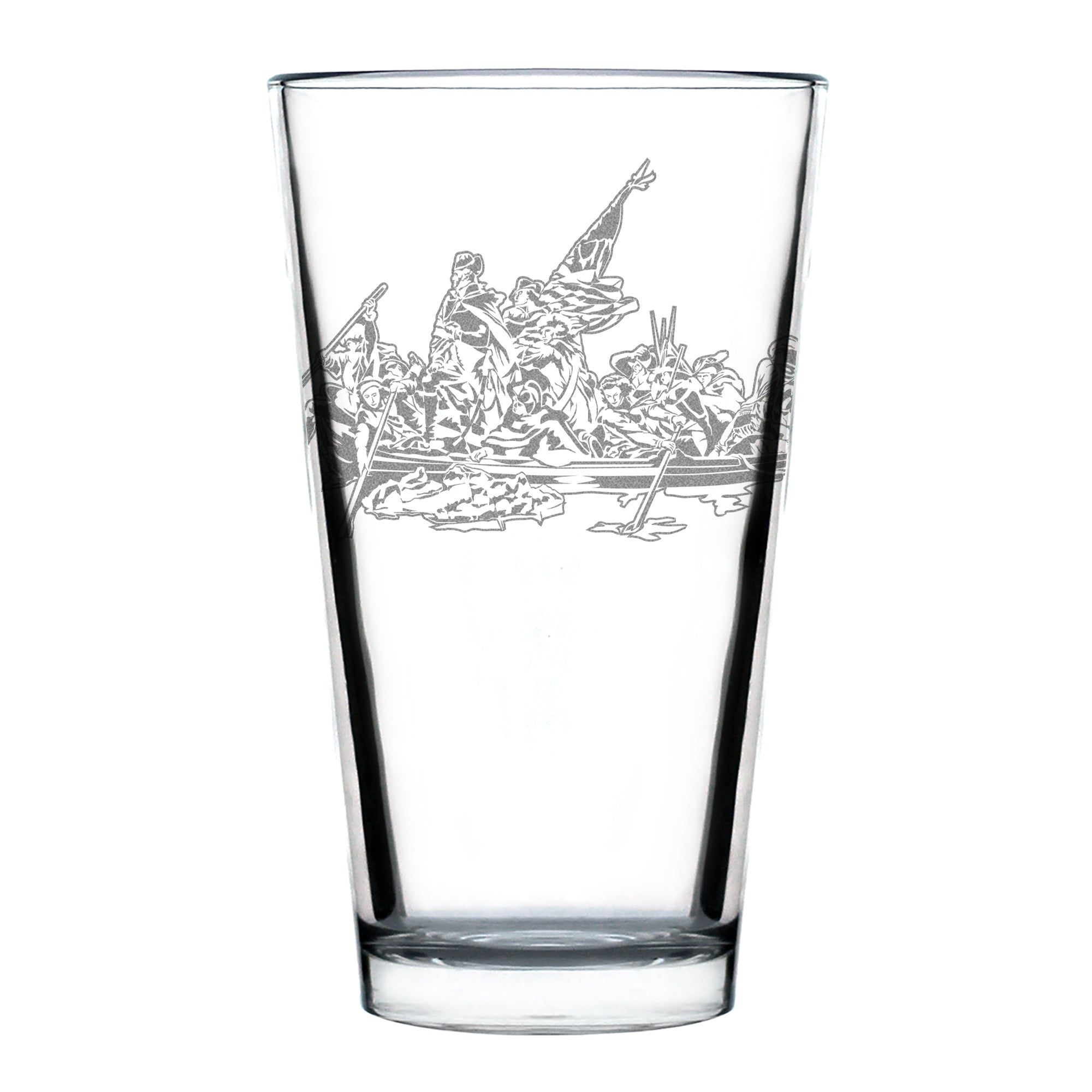 Freedom 250 Washington Crossing the Delaware Engraved Pint Glass - 16oz Official USA 250th Anniversary Merch