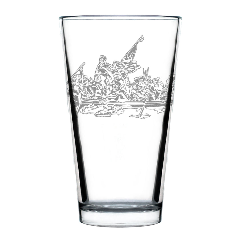 Freedom 250 Washington Crossing the Delaware Engraved Pint Glass - 16oz Official USA 250th Anniversary Merch