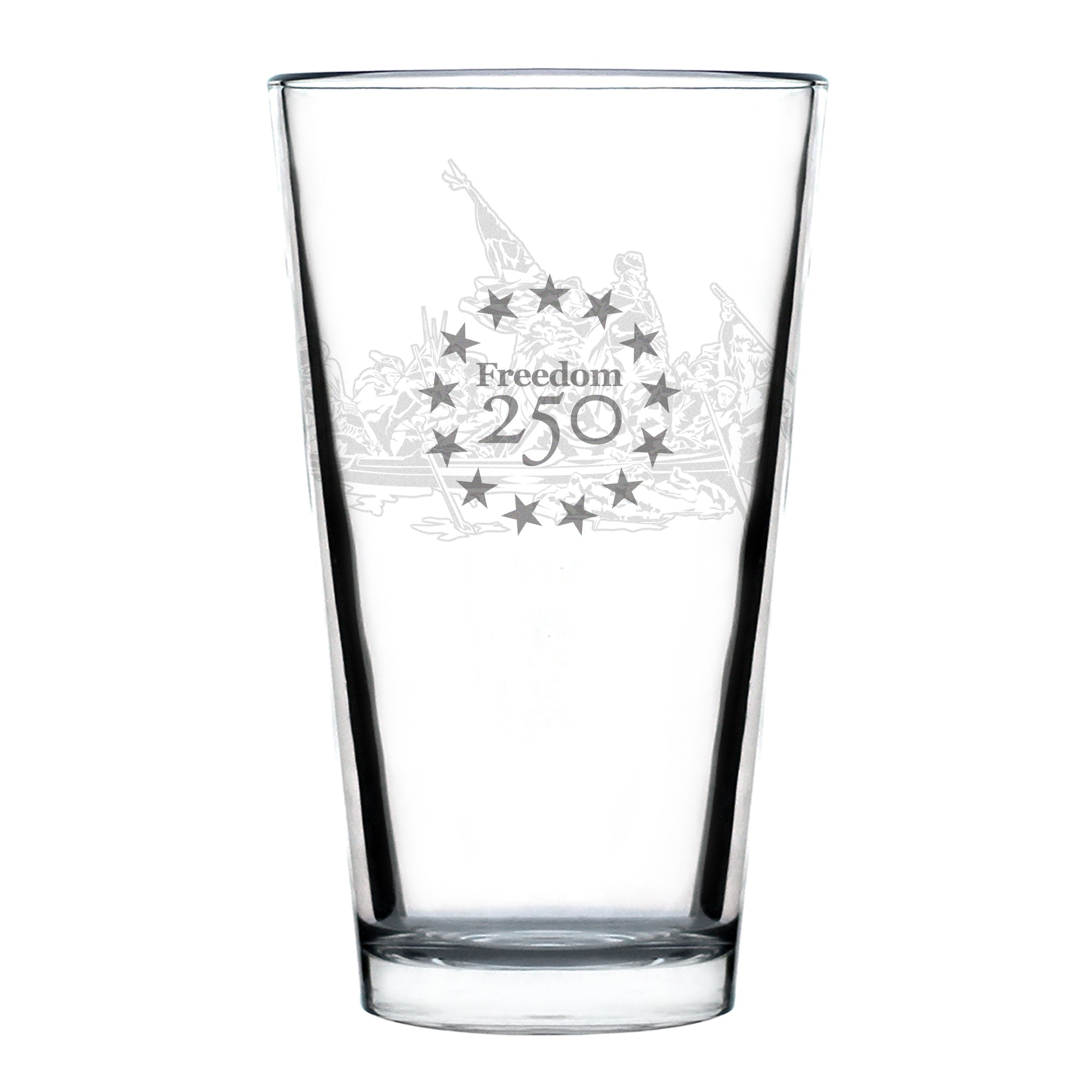 Freedom 250 Washington Crossing the Delaware Engraved Pint Glass - 16oz Official USA 250th Anniversary Merch