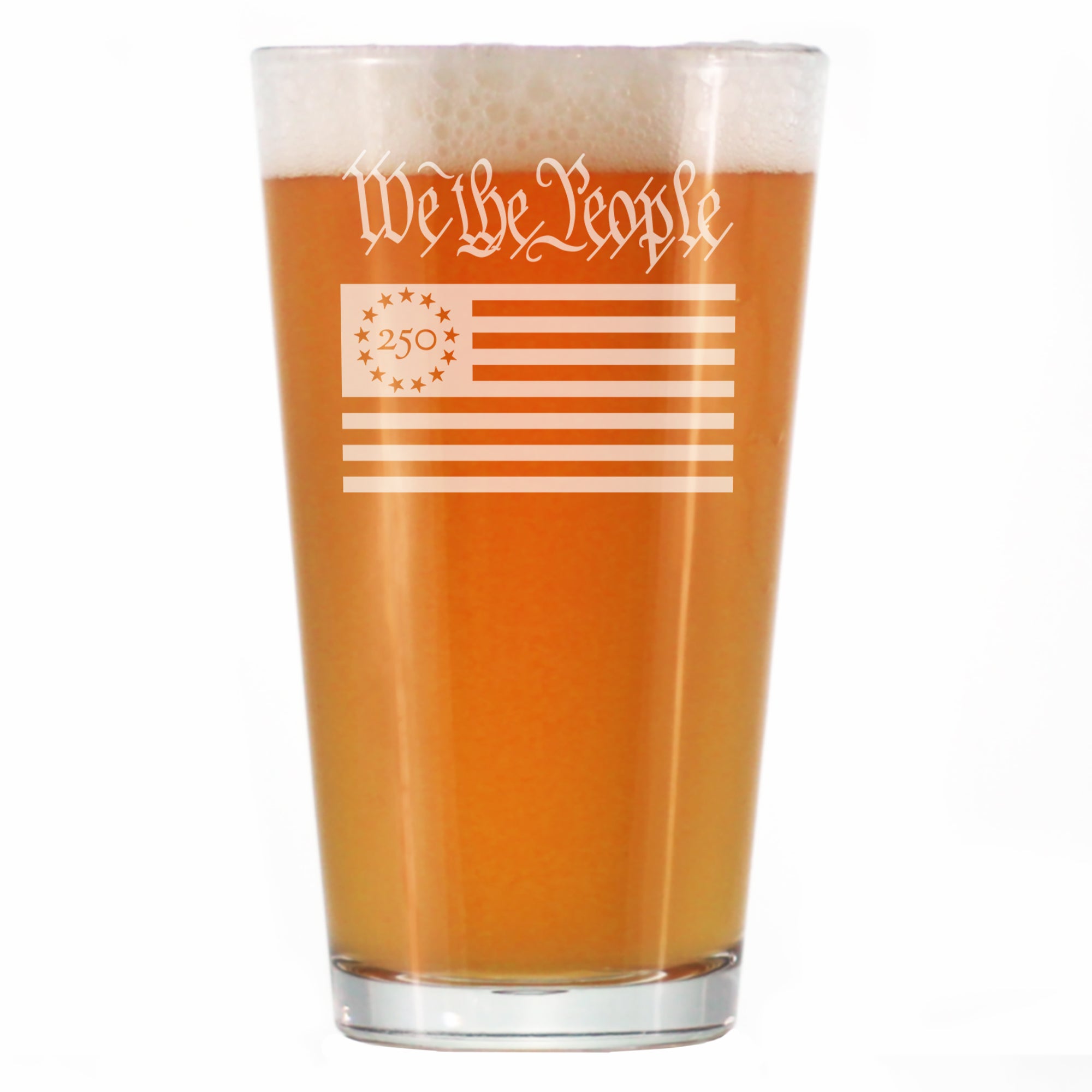 Freedom 250 We the People Engraved Pint Glass - 16oz Official USA 250th Anniversary Merch