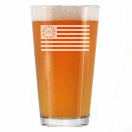 Freedom 250 Flag Logo Engraved Pint Glass - 16oz Official USA 250th Anniversary Merch