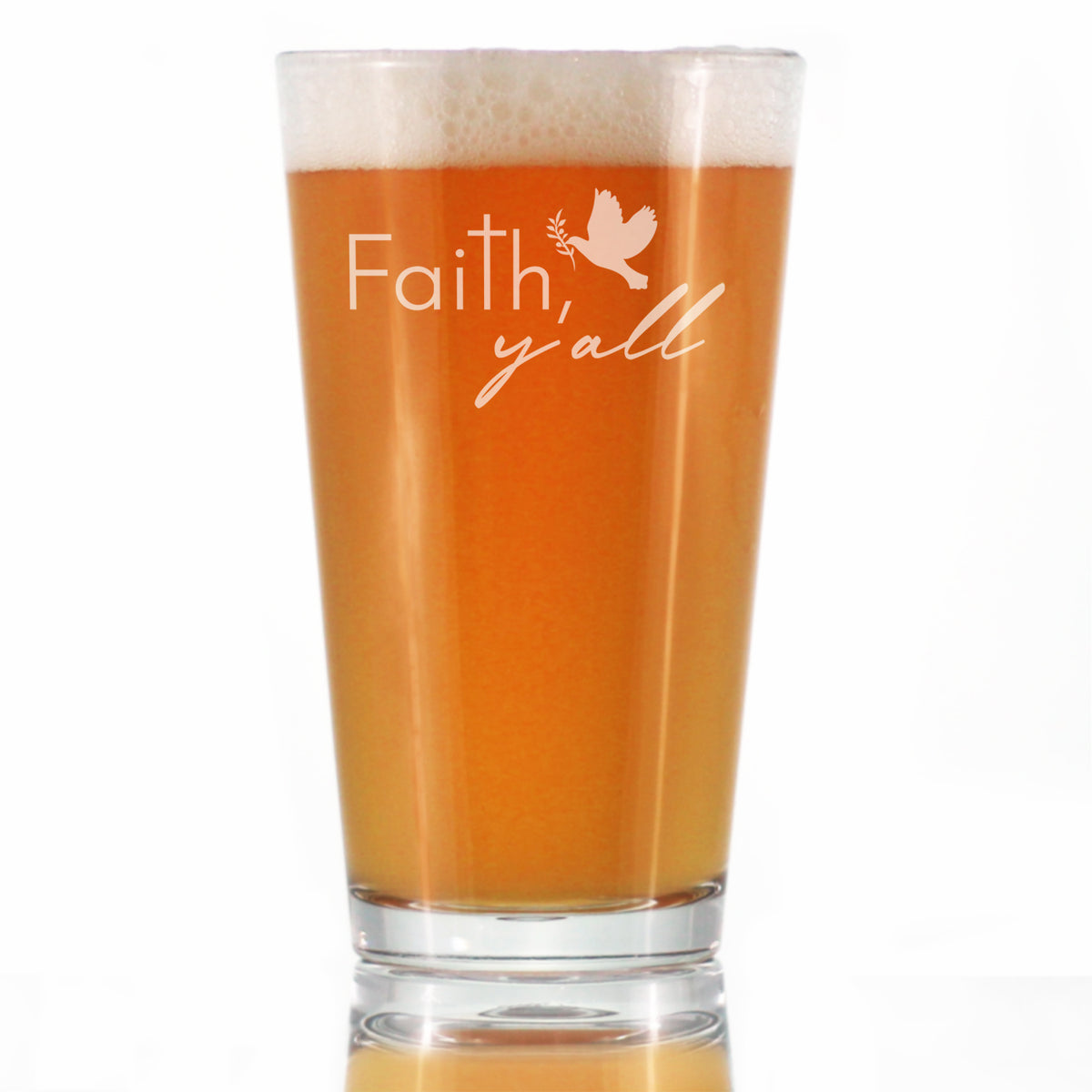 Faith Y&#39;all Engraved Pint Glass Gifts Christianity Gifts for Christians High Quality Pint Glasses for Beer - 16oz