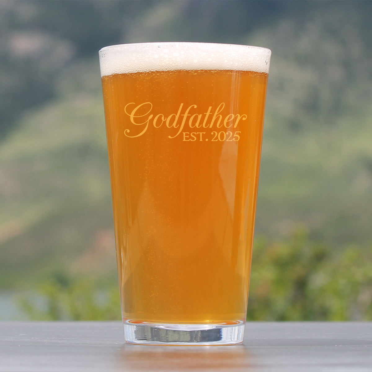 Godfather Est 2025 - New Godfather Pint Glass Proposal Gift for First Time Godparents - Decorative 16 Oz Glasses