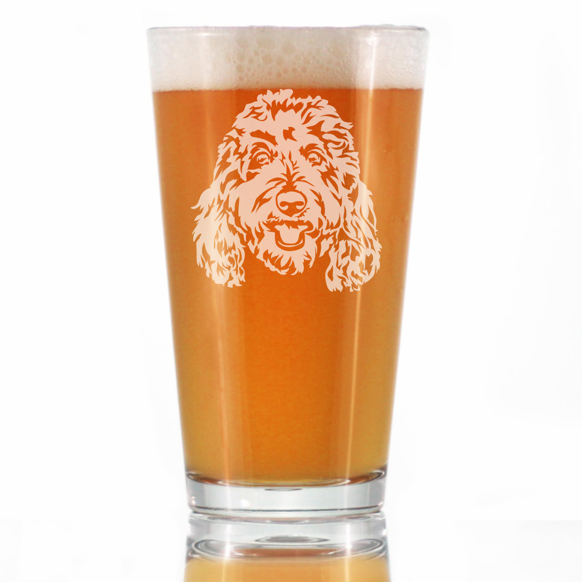 Golden Doodle Face - Pint Glass for Beer - Goldendoodle Gifts for Women &amp; Men - 16 oz Glasses