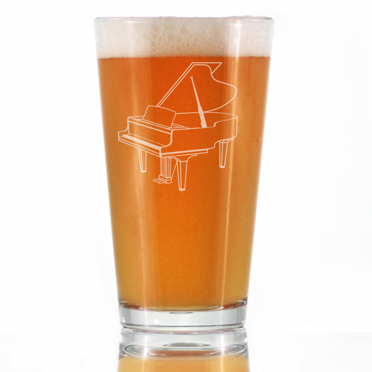 Grand Piano Pint Glass for Beer - Music Gifts for Piano Players, Teachers and Musical Accessories for Musicians that Play Keys - 16 Oz Glasses