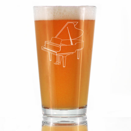 Grand Piano Pint Glass for Beer - Music Gifts for Piano Players, Teachers and Musical Accessories for Musicians that Play Keys - 16 Oz Glasses