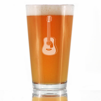 Acoustic Guitar - Pint Glass for Beer - Fun Musician Gifts and Musical Accessories for Women and Men - 16 Oz Glasses