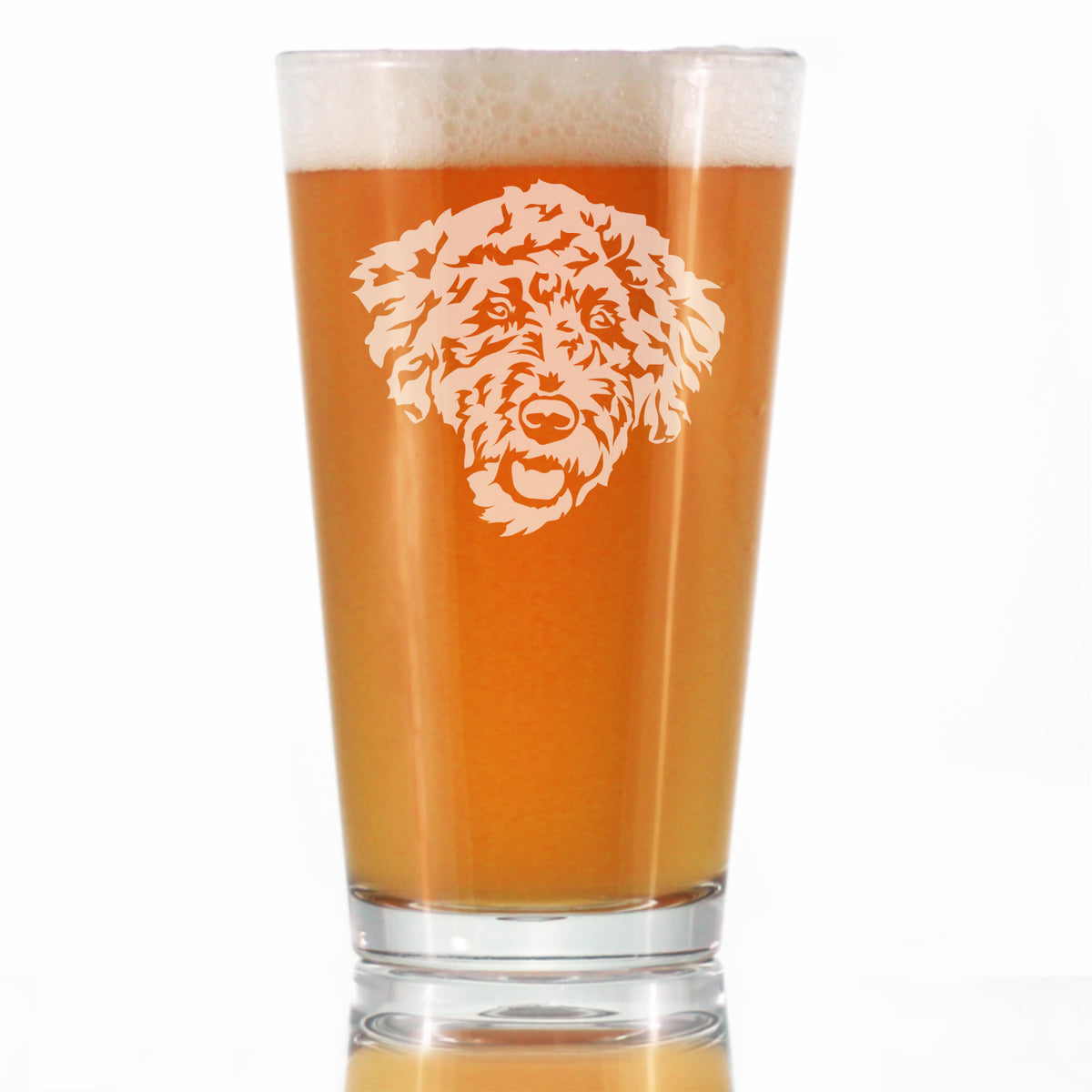 Labradoodle Face - Pint Glass for Beer - Labradoodle Gifts for Dog Lovers Women &amp; Men - 16 oz Glasses