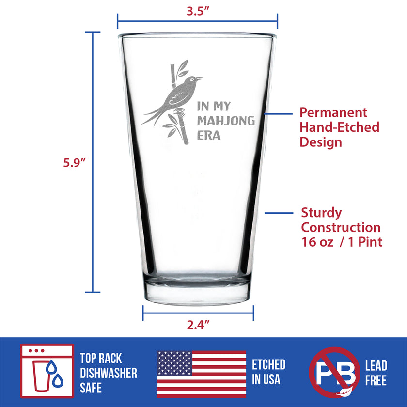 Mahjong Era - Engraved Pint Glass - 16 oz
