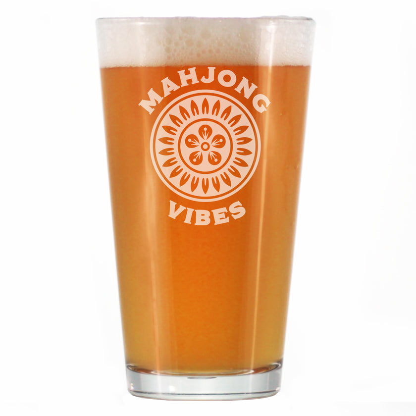 Mahjong Vibes - Engraved Pint Glass - 16 oz