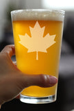 Canada Maple Leaf Pint Glass for Beer - Canadian Flag Gifts and Decor for Women and Men - 16 Oz Glasses