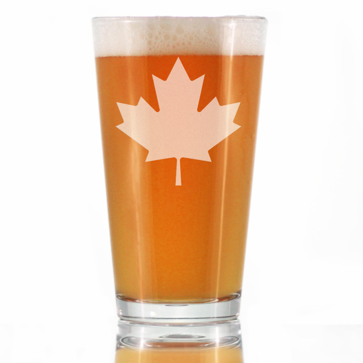 Canada Maple Leaf Pint Glass for Beer - Canadian Flag Gifts and Decor for Women and Men - 16 Oz Glasses