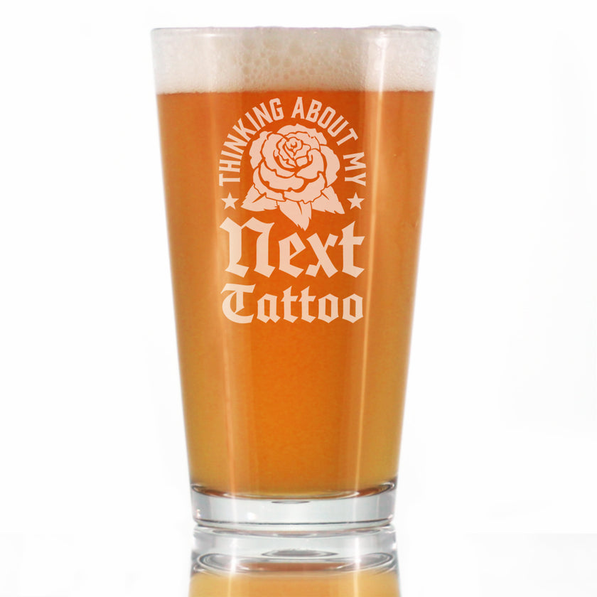 Next Tattoo Engraved Pint Glass Gifts for Tattoo Artist High Quality Pint Glasses for Beer - 16oz