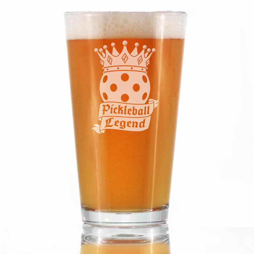 Pickleball Legend Engraved Pint Glass Gifts for Picklers High Quality Pint Glasses for Beer - 16oz