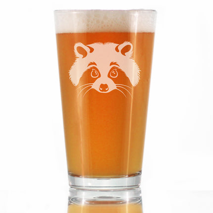 Raccoon Face - Pint Glass for Beer - Cute Raccoon Gifts for Animal Lovers - 16 oz Glasses