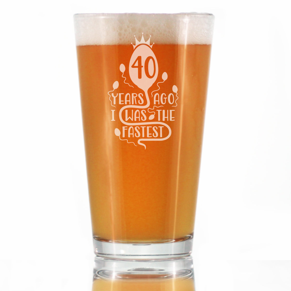 40 Years Ago I Was the Fastest - Pint Glass for Beer - Funny 40th Birthday Gifts for Women and Men Turning 40 - 16 oz Glasses