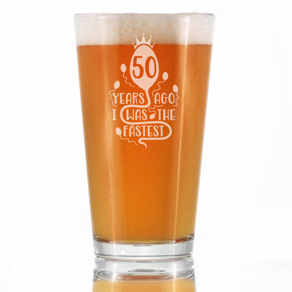 50 Years Ago I Was the Fastest - Pint Glass for Beer - Funny 50th Birthday Gifts for Women and Men Turning 50 - 16 oz Glasses