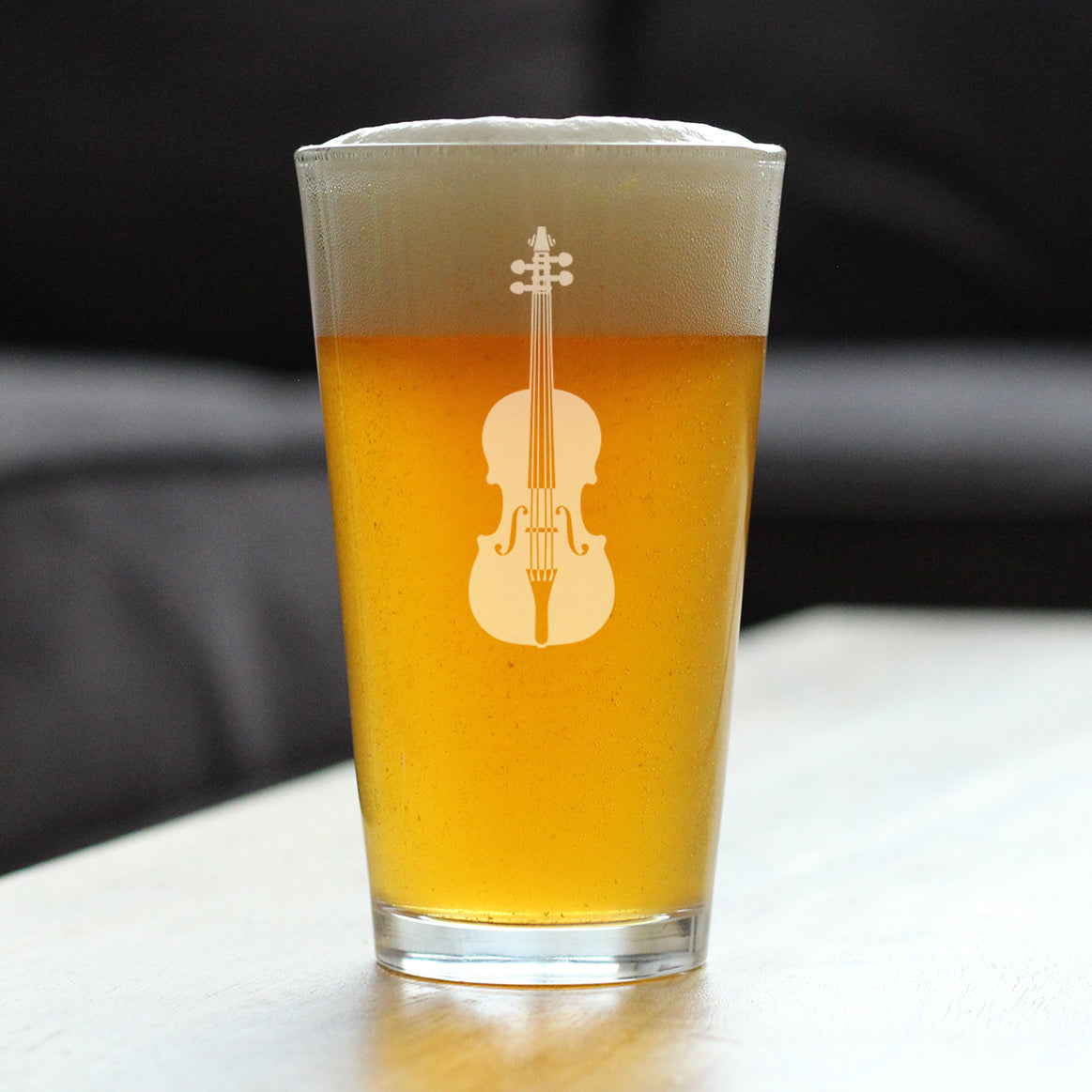 Violin - Pint Glass for Beer - Orchestra Gifts for Violinists - 16 oz Glasses