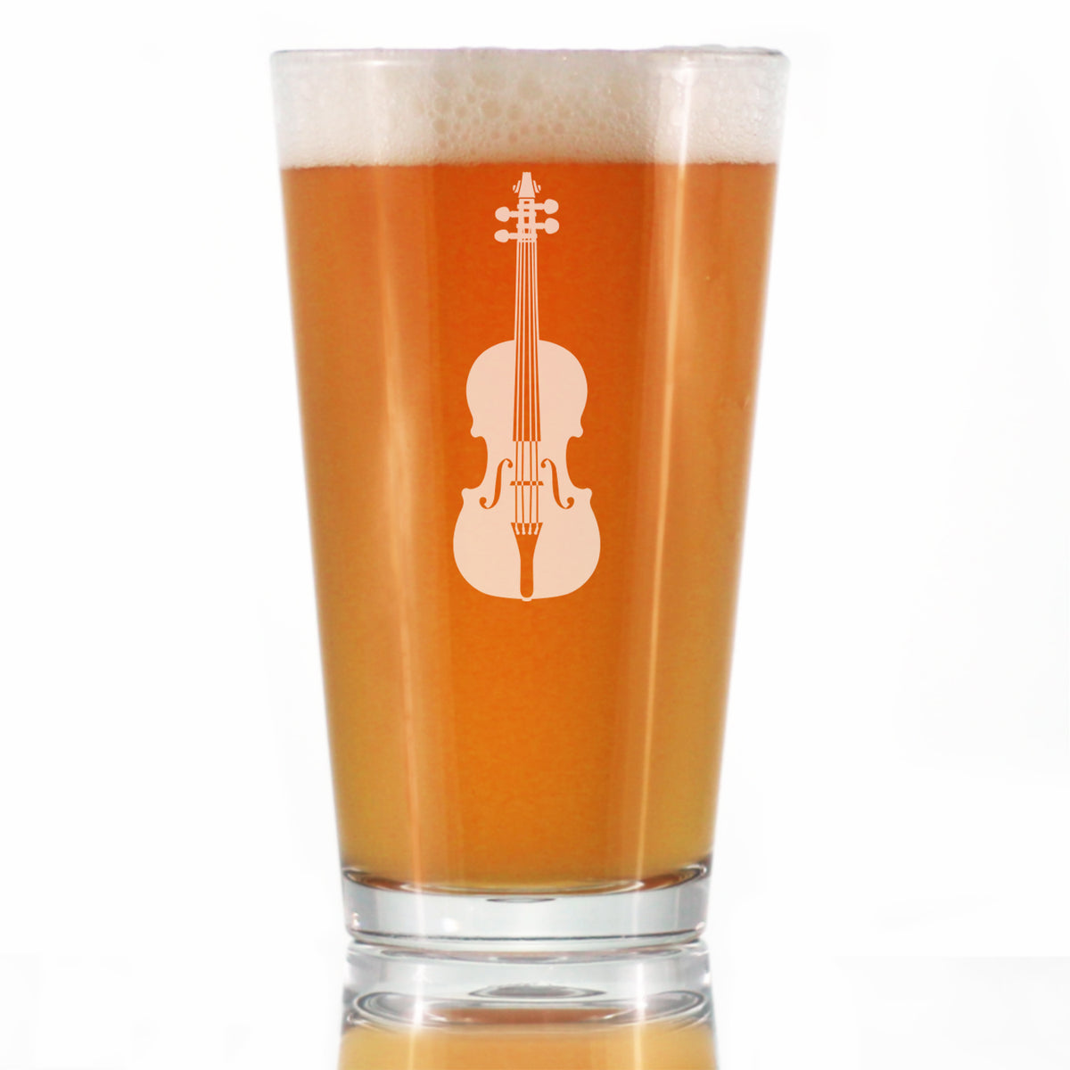 Violin - Pint Glass for Beer - Orchestra Gifts for Violinists - 16 oz Glasses