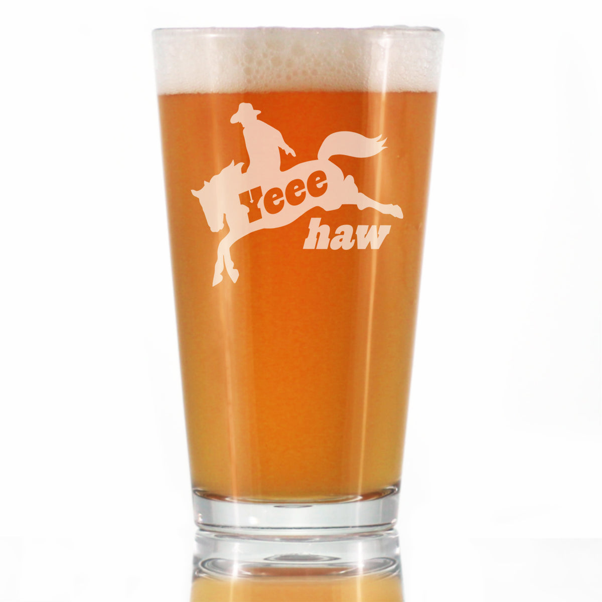 Yeehaw Engraved Pint Glass Gifts Rodeo Party Decor &amp; Western Home Decorations High Quality Pint Glasses for Beer - 16oz