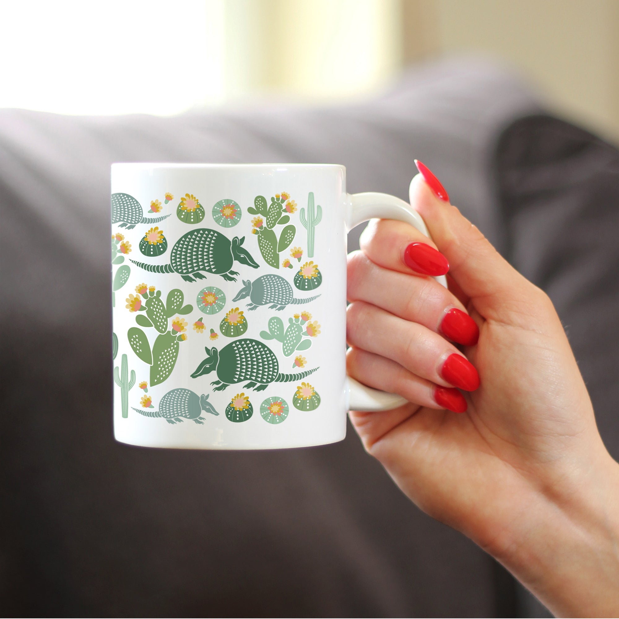 Armadillo Coffee Mug Texas Gifts and Souvenirs White Ceramic Coffee Cup