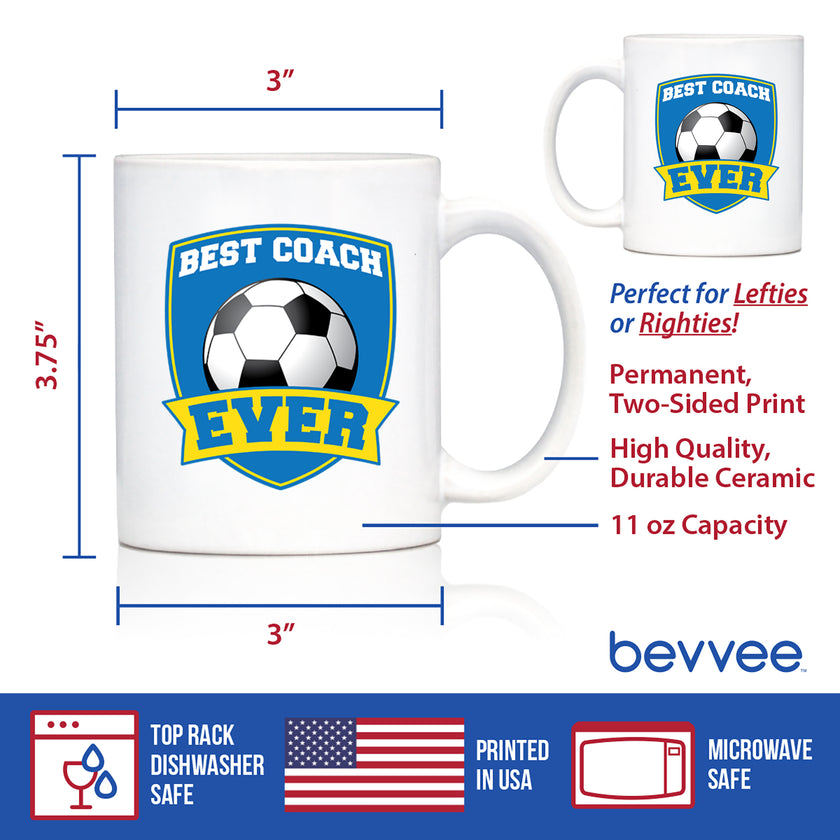 Soccer Coach Gifts for Coaches Coffee Mug Best Coach Ever White Ceramic Coffee Cup