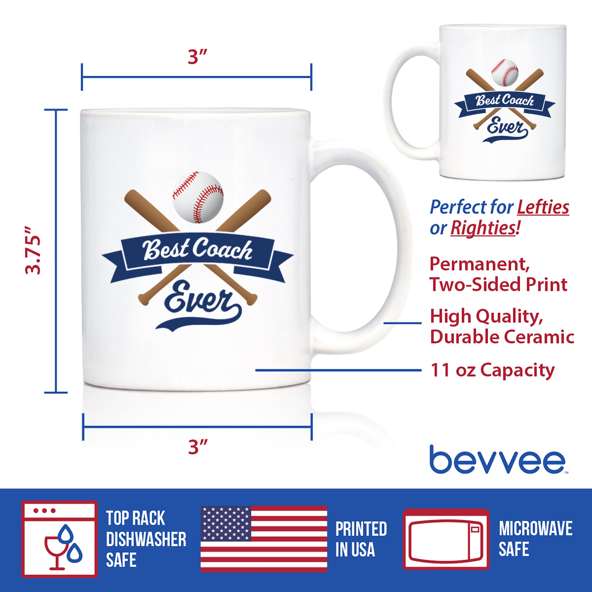 Baseball Gifts for Coaches Coffee Mug Best Coach Ever White Ceramic Coffee Cup