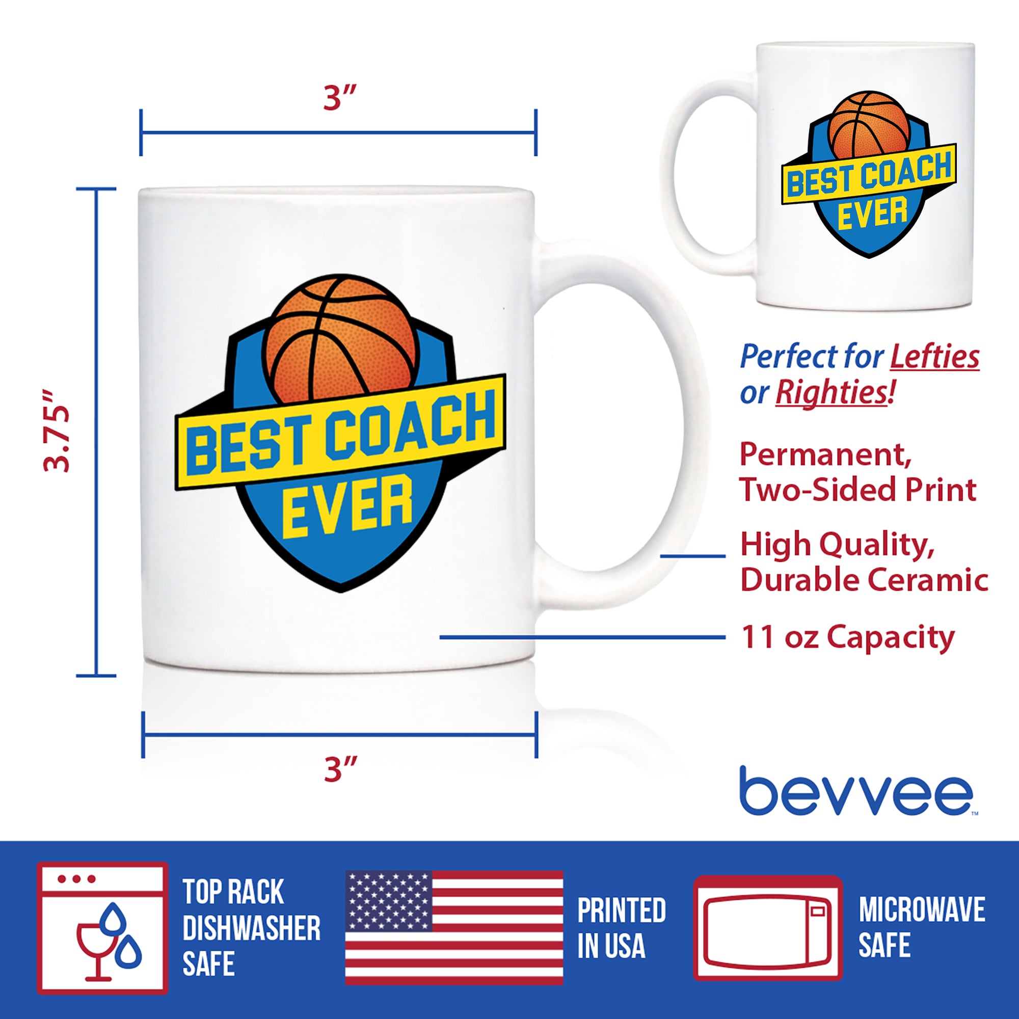 Basketball Coach Gifts for Coaches Coffee Mug Best Coach Ever White Ceramic Coffee Cup