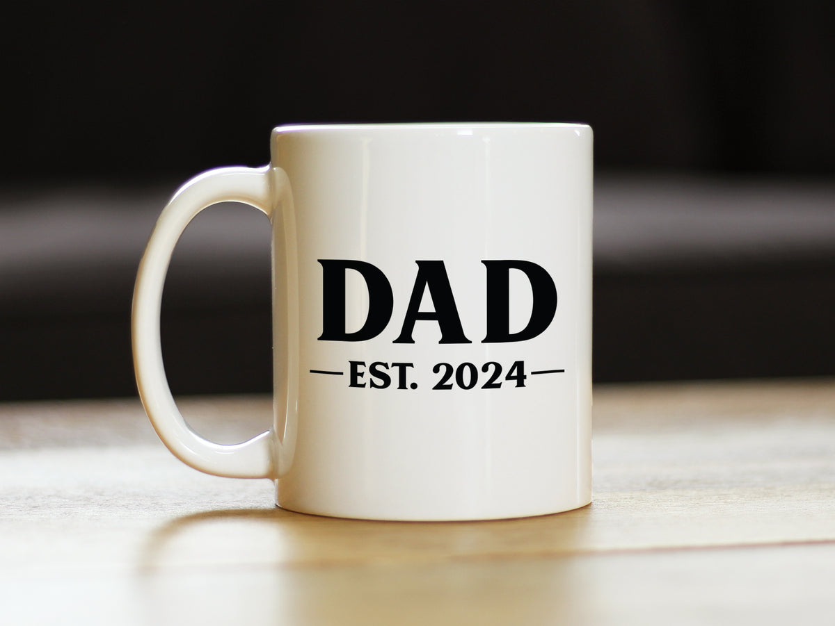 Dad Est 2024 - New Father Coffee Mug Gift for First Time Parents - Bold