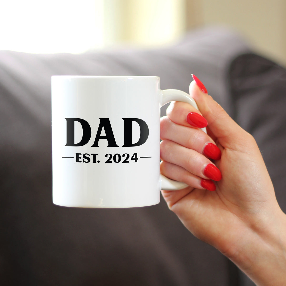 Dad Est 2024 - New Father Coffee Mug Gift for First Time Parents - Bold